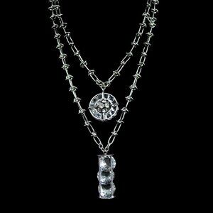 DANNIJO Crystal Amulet Double Pendant Chain Necklace
